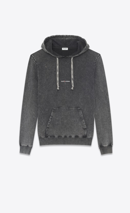 MEN - Hooded sweatshirt with saint laurent in worn black
